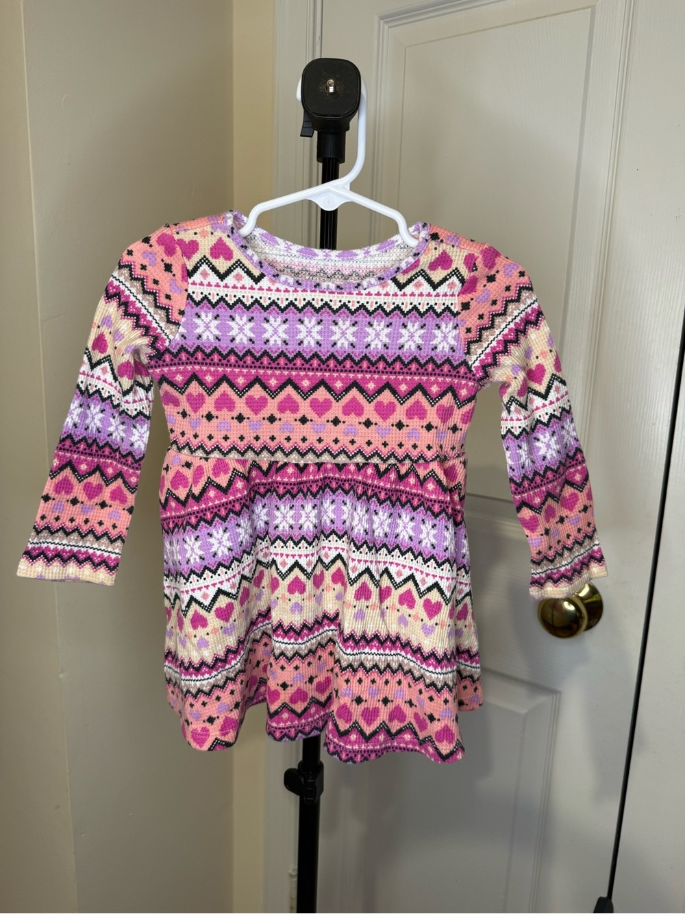 The Children's Place Pink & Purple Fair Isle Knit Dress Top